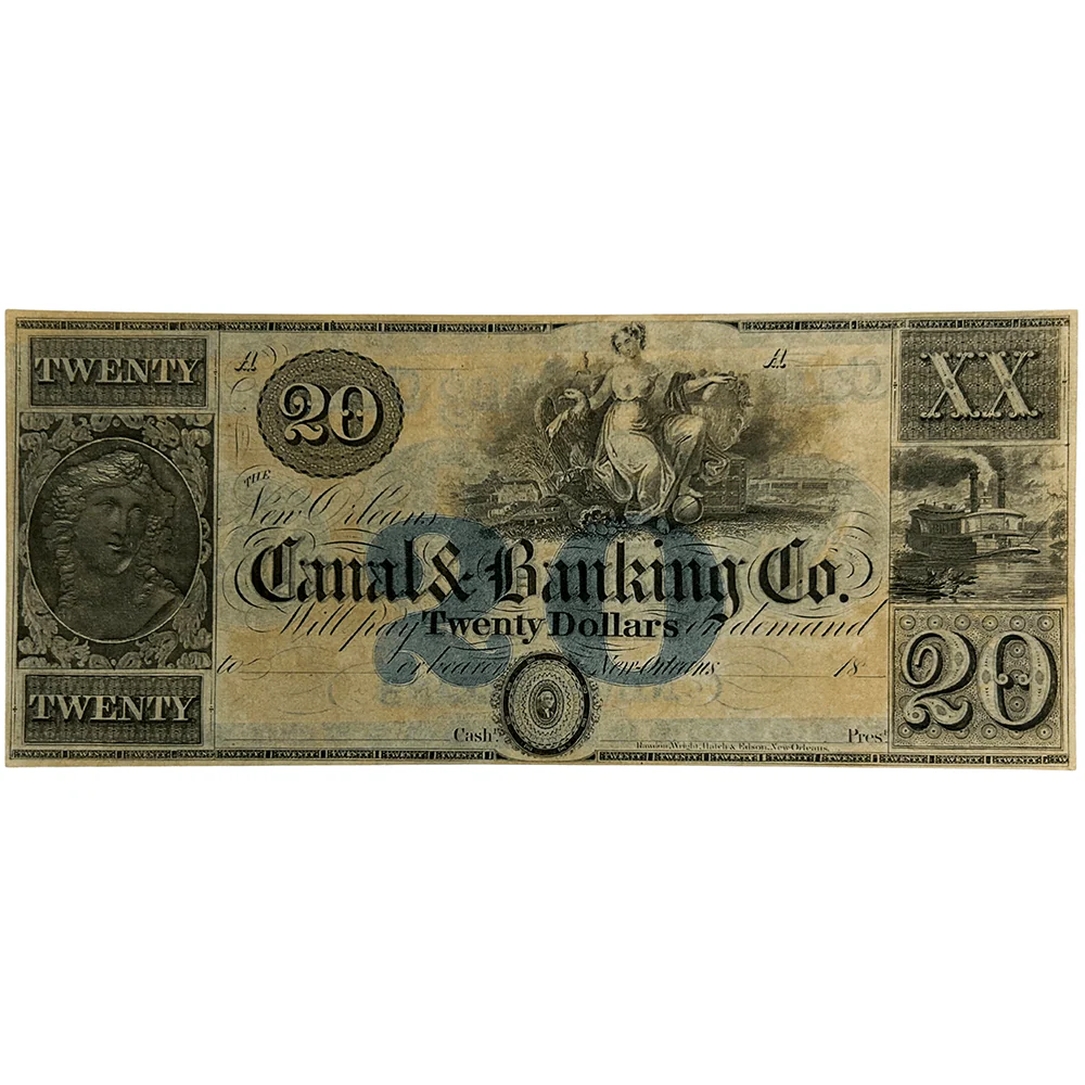 1800s Canal Banks New Orleans $20 Note - Image 3